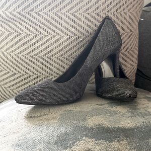 Stylish black with silver Jennifer Lopez 3 inch heels